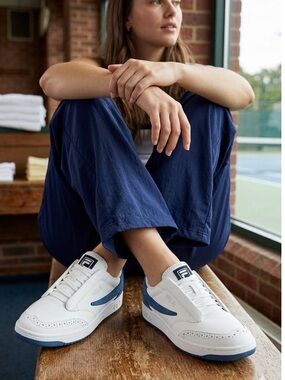 Fila New Sanati White Leather Court Sneakers Size 7.5 Pickleball Tennis Golf